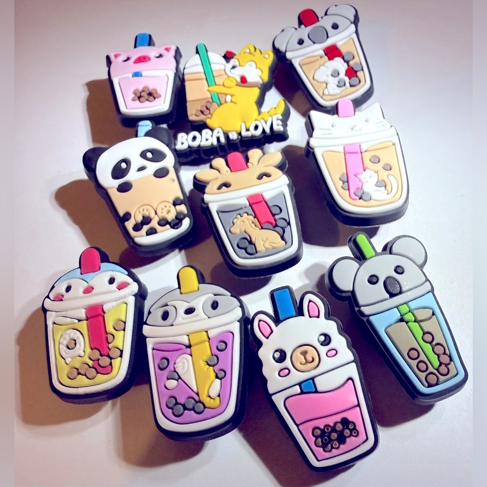 10 Animals W/ Drinks Croc Charms Shoe Charm Jibbit